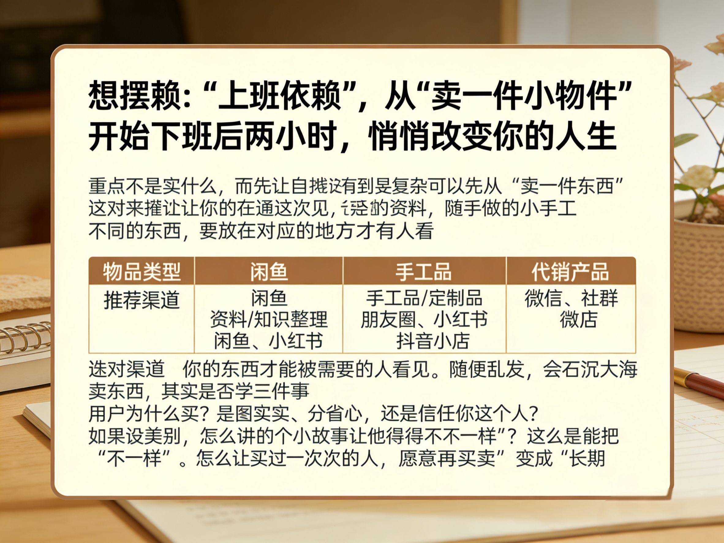 想摆脱“上班依赖”，从“卖一件小物件”开始